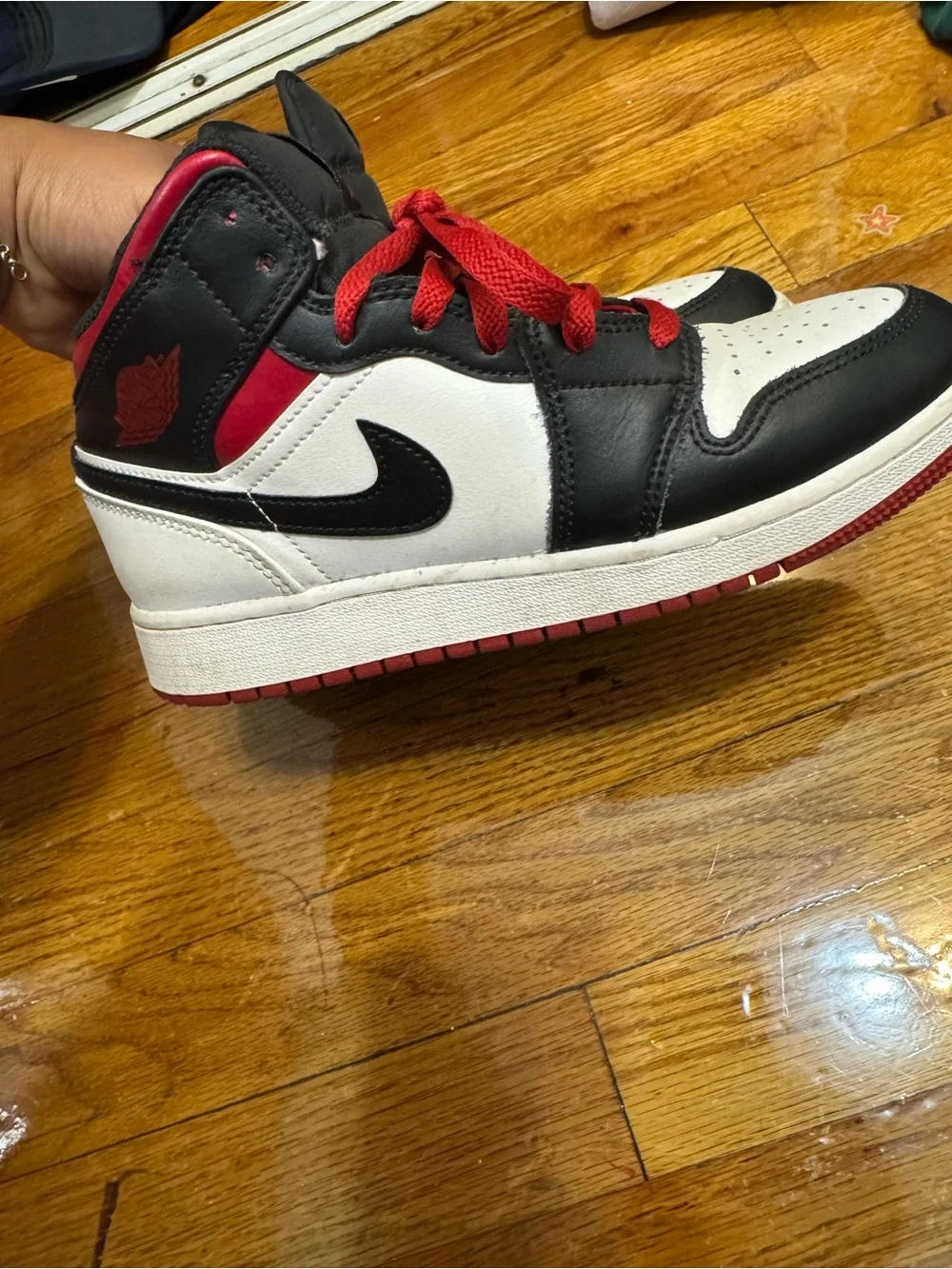 Nike Black White Red High-Top Basketball Sneakers